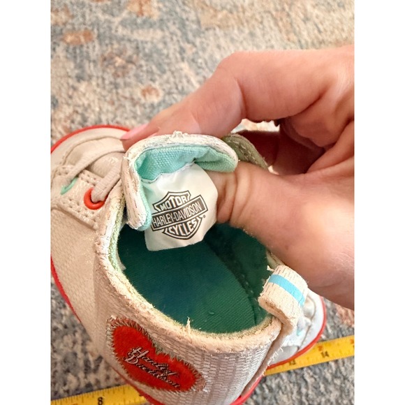 Harley Davidson Infant Baby Crib Shoes White Orange Blue - Picture 6 of 9